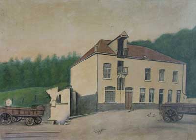 schilderij van de watermolen in Limelette